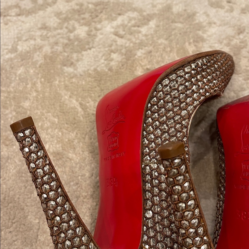 Christian Louboutin Sequin JEWELED Pigalle Silver Pumps Heels Shoes 38.5 - Picture 12 of 15